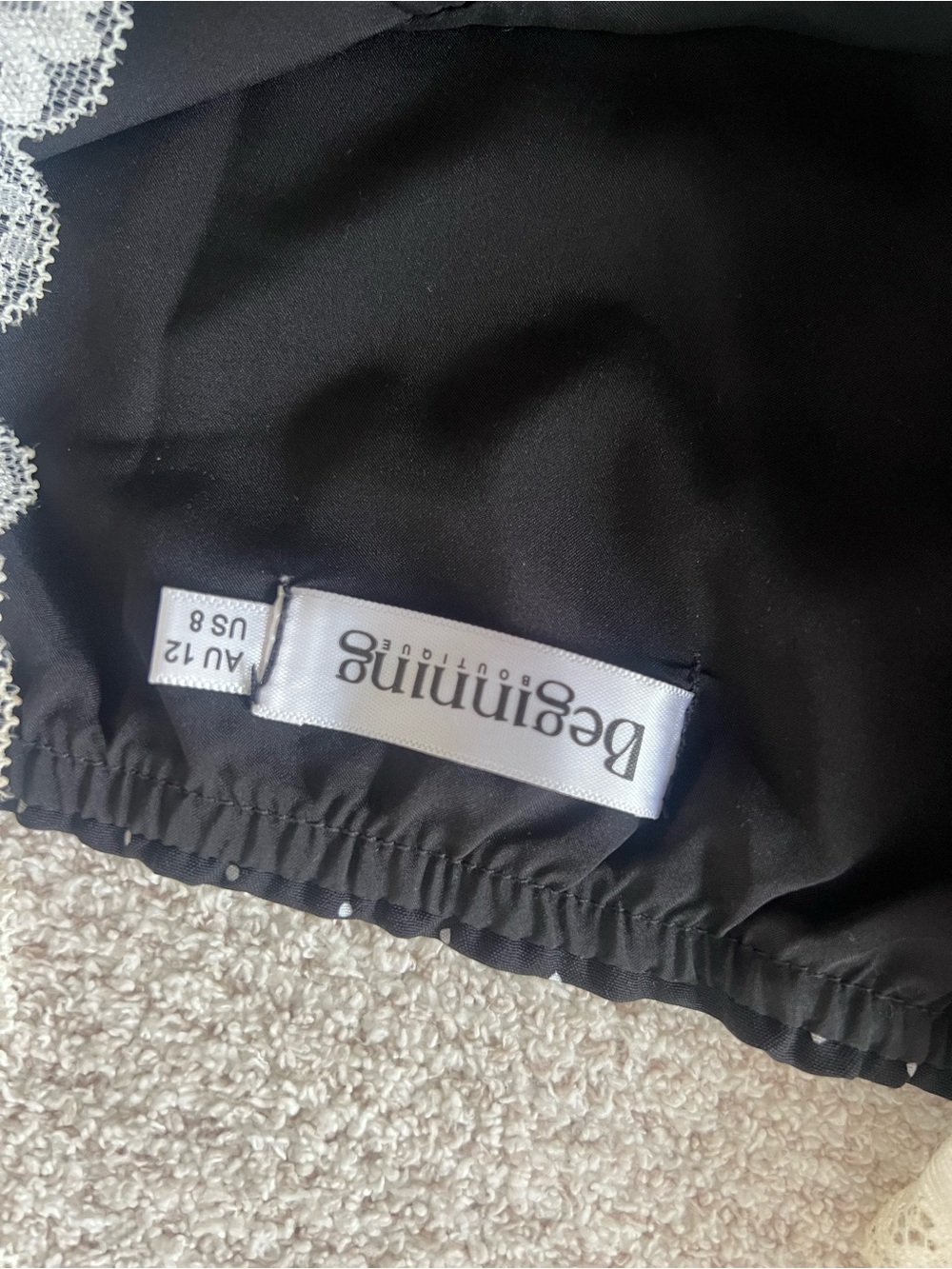 Beginning Boutique Black & White Polka Dot Lace Trim Halter Top - Picture 4 of 4